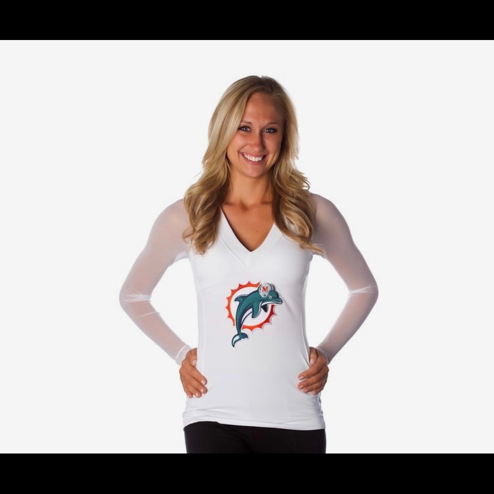 Miami Dolphins long sheer sleeve xsmall nfl cheerleader style top